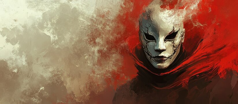 Illustration and digital art depicting an unusual character in a mask reminiscent of a figure from a fantasy comic book