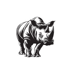 Fototapeta premium Vector Illustration Of Rhino. Rhinoceros Contour Isolated On A White Background
