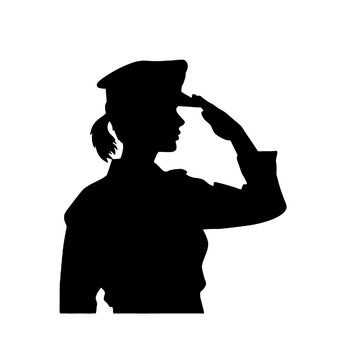 recommend clip art: Silhouette of a Woman in Uniform Saluting Isolated on White Background – Vector Illustration
