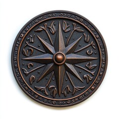 A vintage compass rose design featuring intricate floral patterns and a bronze finish, symbolizing direction and adventure.