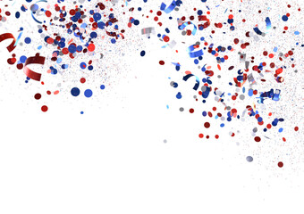 Confetti - American national colors. USA Presidents Day, American Labor day, Memorial Day, US election concept.