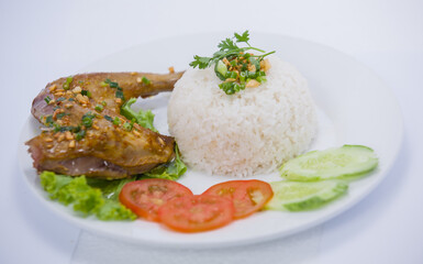 Rice with chicken leg