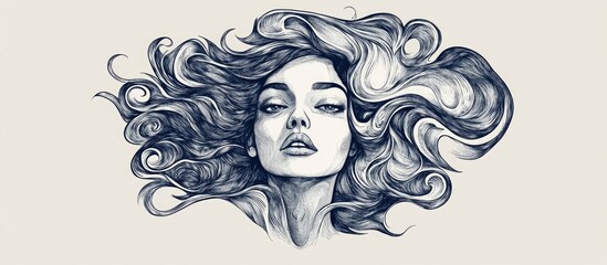 Surreal hand drawn 2d illustration of a woman ideal for creative tattoo designs Perfect as a template for cards posters banners t shirts pins badges or patches