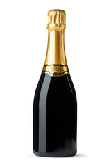 Realistic bottle of champagne mock up isolated over white background