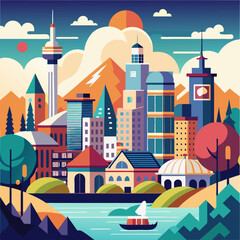 city-landscape  color vector illustration