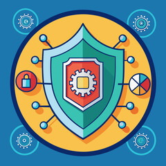 cybersecurity element icon color vector illustration