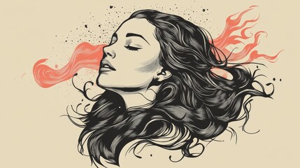 Surreal hand drawn 2d illustration featuring an attractive girl Tattoo art suitable for cards posters banners prints t shirts badges and pins