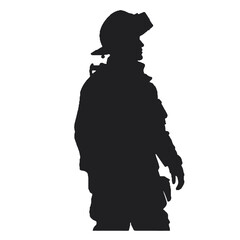 Firefighter Silhouette Isolated on White – Vector Illustration