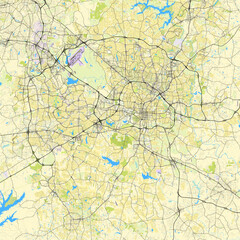 City map of Raleigh, North Carolina, USA