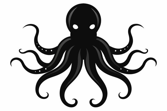 recommend clip art: A Vector image of an octopus silhouette black color, vector art illustration