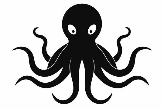 recommend clip art: A Vector image of an octopus silhouette black color, vector art illustration