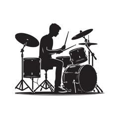 Fototapeta premium Drummer Silhouette, Vector Illustration