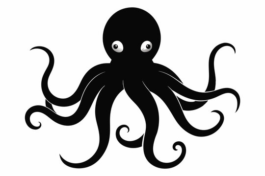 recommend clip art: A Vector image of an octopus silhouette black color, vector art illustration