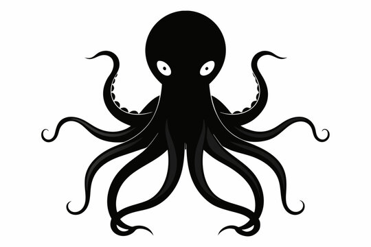 recommend clip art: A Vector image of an octopus silhouette black color, vector art illustration