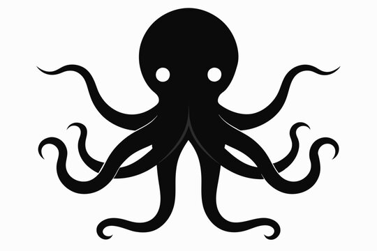 recommend clip art: A Vector image of an octopus silhouette black color, vector art illustration