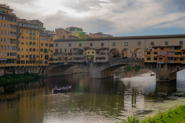 Obraz premium Landscape of Ponte Vecchio And Arno River in Florence, Italy