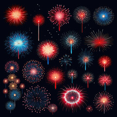 Fototapeta premium Colorful firework display set for celebration