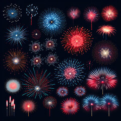 Fototapeta premium Colorful firework display set for celebration