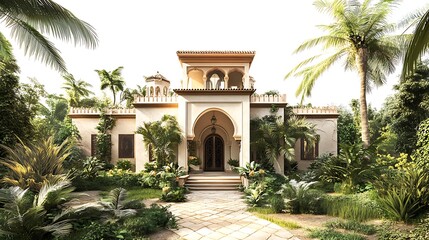 Obraz premium Luxurious Moorish Mansion with Lush Gardens