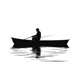 Profile View of a Fisherman Silhouette Isolated on White Background – Vector Design