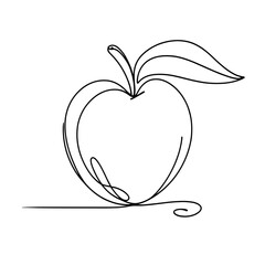 A simple drawing of a Plum with a leaf on top. The Plum is drawn in a single line, giving it a minimalist and elegant appearance. The leaf on top of the plum adds a touch of nature