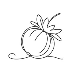 A gooseberry is drawn in a black and white style. The gooseberry is surrounded by a leaf and a stem