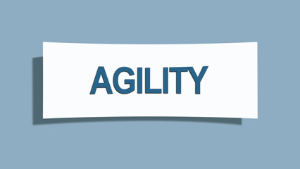 Agility. A card isolated on blue background.