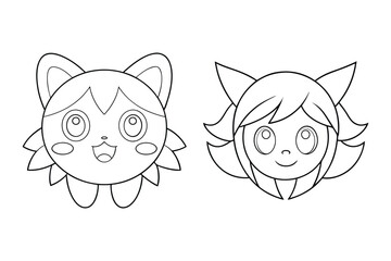 fairy color book page vector line art