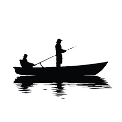 Fisherman Silhouette Isolated on White Background – Vector Illustration