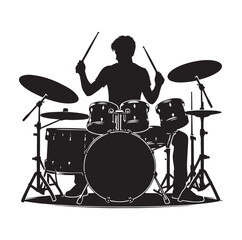 Fototapeta premium Drummer Silhouette, Vector Illustration