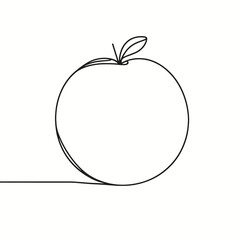 A simple drawing of an orange with a leaf on top. The orange is the main focus of the image, and the leaf adds a touch of nature to the scene. Scene is calm and peaceful, as the orange