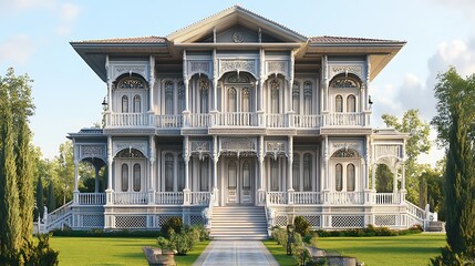 Fototapeta premium Ornate Victorian Mansion with Intricate Details
