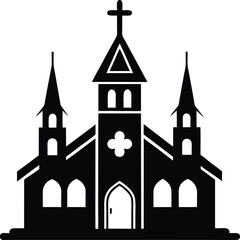 A wonderful Church silhouette vector art illustration and Prayer hall or house vector icon and logo design.