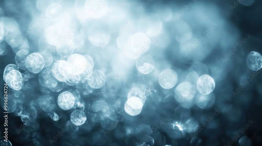 Canvas Prints abstract blue bokeh background with blurred circles of light.
