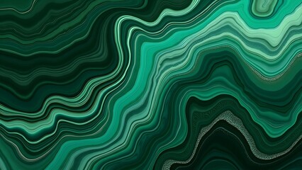 Obraz premium Rich emerald green and deep forest tones swirl together in this liquid marble design, creating a luxurious and captivating pattern, perfect for adding a touch of elegance to any decor.