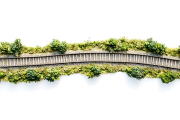 Fototapeta premium 3d Railway rails with sleepers top view isolated on white background