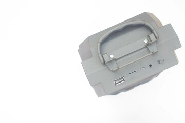 Small size black speaker on white background