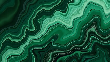 Obraz premium Rich emerald green and deep forest tones swirl together in this liquid marble design, creating a luxurious and captivating pattern, perfect for adding a touch of elegance to any decor.