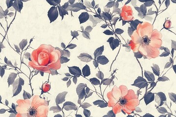 Floral patterns wallpaper featuring a light and bright theme