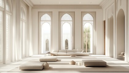 Minimalist Modern Interior Design with Ornate Arches and Natural Light