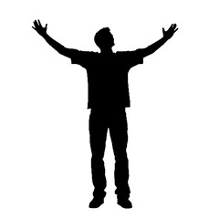 Joyful Man Standing Silhouette Vector Illustration