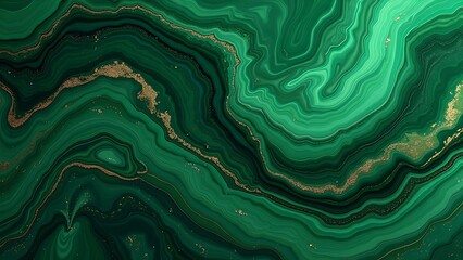 Obraz premium Rich emerald green and deep forest tones swirl together in this liquid marble design, creating a luxurious and captivating pattern, perfect for adding a touch of elegance to any decor.