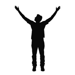 Happy Man Standing Silhouette Vector Illustration Transparent Background