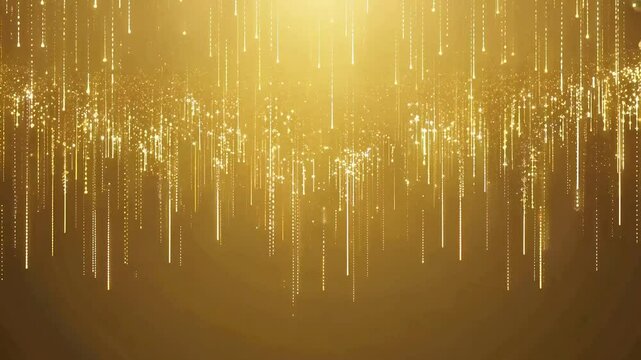 Static video displays deep gold abstract starfall with fairy light texture effects, evoking a mesmerizing and luxurious atmosphere
