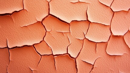Close-up of peeling orange paint on a textured wall, showcasing the beauty of decay and the layers of color beneath.