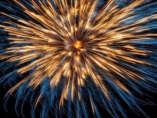 Dazzling light explosion from a firework show at night, filling the sky with sparkles and color, Night Fireworks Explosion, Festive energy