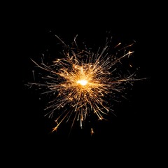 Firework exploding into bright sparkles, scattering vibrant colors across the night, Fireworks Sparkle Explosion, Energy and excitement