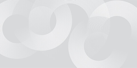 Abstract white glowing geometric lines on grey background. Modern shiny blue circle lines pattern. Futuristic