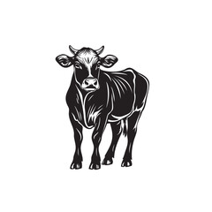 Cow Silhouette icon illustration Vector White Background cartoon