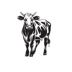 Cow Silhouette icon illustration Vector White Background cartoon